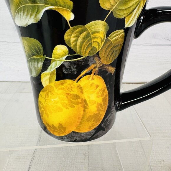 Certified International COLOR BAKERY FRUIT Damask Black Golden Pears Mugs Set 4 - Picture 13 of 16